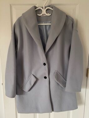 Slate blue Women's felted Coat - Classic oversize Jacket